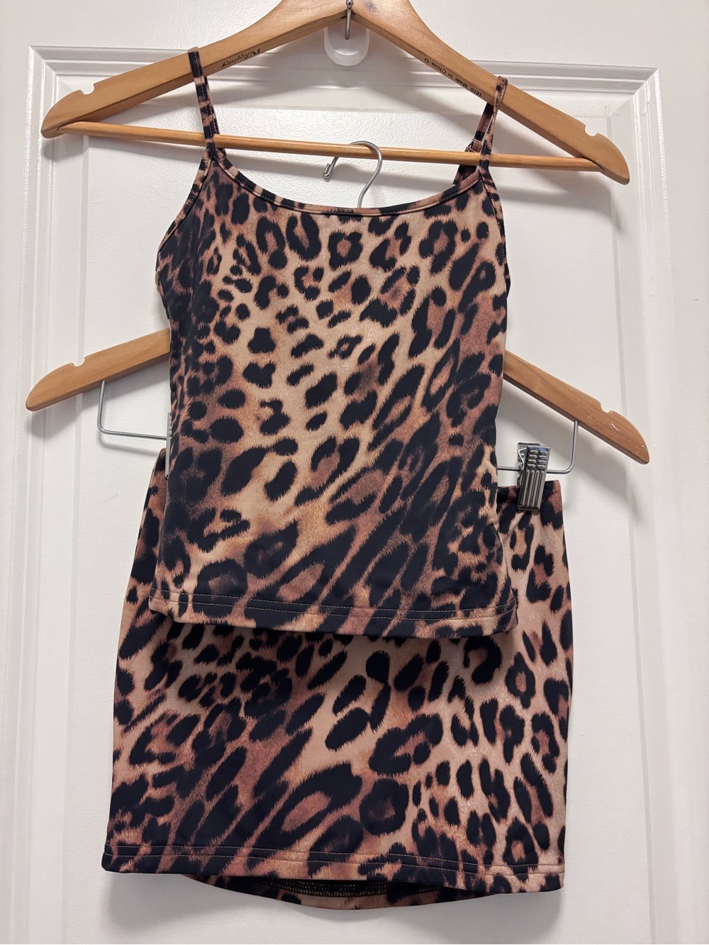 42. White Fox Boutique Leopard Print Cami & Mini Skirt Set - Brown, Black - W13”